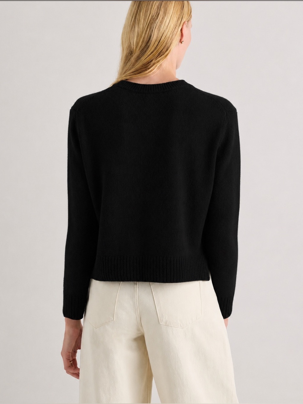 NWT Quince 100% Mongolian Cashmere Boxy Crewneck Sweater Black Sz XL Minimalist - Picture 5 of 16